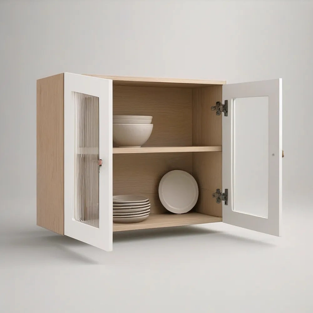Armário Suspenso de Cozinha com 2 Portas, 60 x 60 x 30 cm, Branco e Carvalho Claro