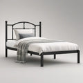 Cama Individual em Aço Preto 90 x 190 cm com Cabeceira Arqueada