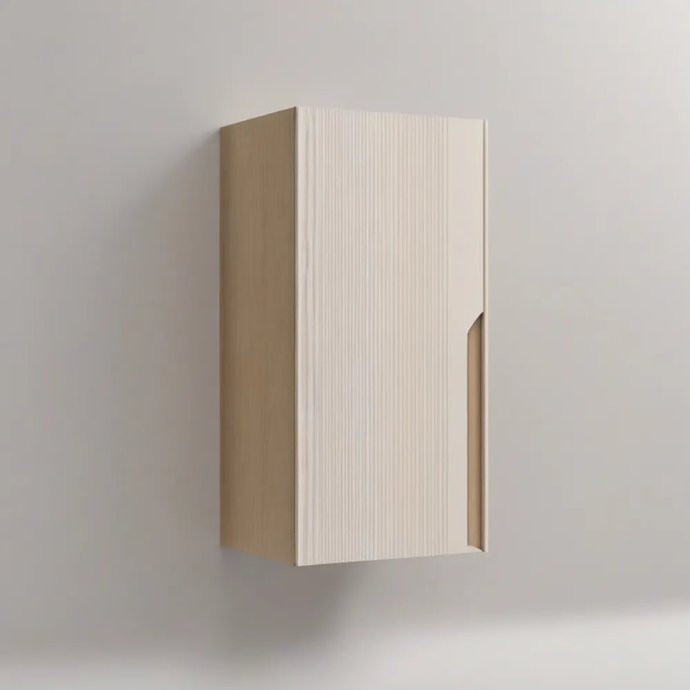 Armário suspenso em MDF Bege e Carvalho Claro com Porta, 40 x 32 x 80 cm
