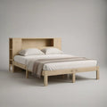 Cama de Casal em Pinho Maciço Natural com Cabeceira e Prateleiras, 160 x 200 cm