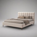 Cama de Casal Estofada Bege 160 x 200 cm com Cabeceira Acolchoada