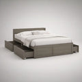 Cama de Casal 160 x 200 cm com 4 Gavetas e Cabeceira em MDF Cinzento Acinzentado