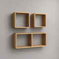 Conjunto de 3 Nichos de Parede em Bambu Natural, 2 x 30 x 30 x 12 cm e 1 x 60 x 30 x 12 cm
