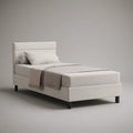 Cama Individual Estofada Branca 90 x 200 cm com Cabeceira Retangular