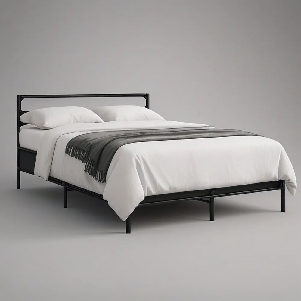 Estrutura de Cama de Casal 160 x 200 cm em Aço Preto