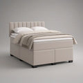 Cama de Casal Estofada 160 x 200 cm em Poliéster Bege