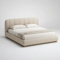 Cama Estofada Bege para Colchão 160 x 200 cm com Cabeceira Curva