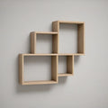 Conjunto de 4 Prateleiras Murais em MDF Carvalho Claro, até 40 x 40 x 15 cm