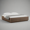 Cama de Casal com Arrumação em MDF Laminado Castanho Nogueira 160 x 200 cm