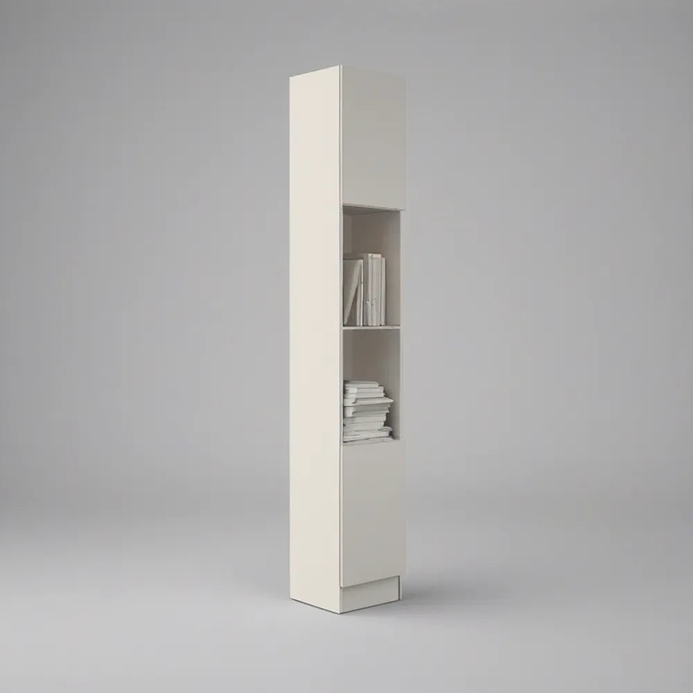 Estante vertical em MDF branco com armário, 40 x 35 x 180 cm