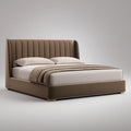 Cama Estofada Castanho-Taupe com Cabeceira Canelada em Veludo, para Colchão 160 x 200 cm