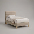 Cama individual estofada bege para colchão 90 x 190 cm, 101 x 205 x 105 cm