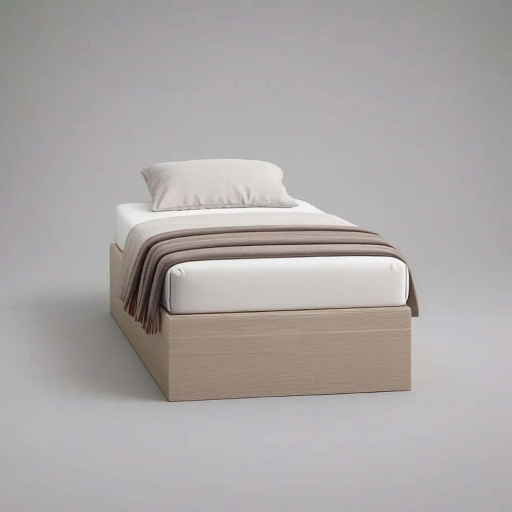 Cama Individual em MDF Carvalho Claro para Colchão 90 x 200 cm