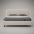 Cama de Casal Estofada 160 x 200 cm em Poliéster Bege com Pés Cinzentos